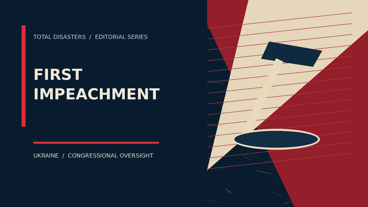 Original symbolic editorial illustration for first impeachment; not an event photograph.