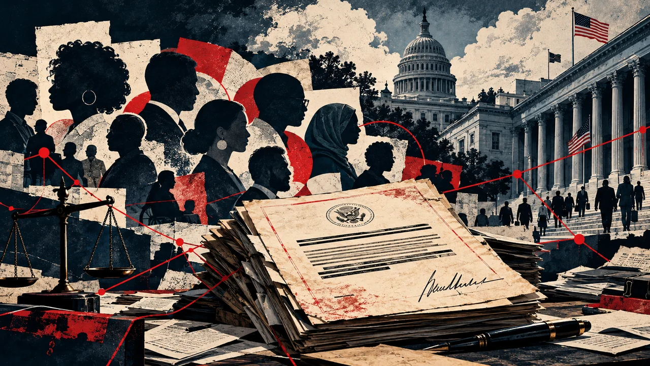 Illustrated election-pressure collage with a desk phone, Georgia map, election paperwork, and audio-wave motifs.