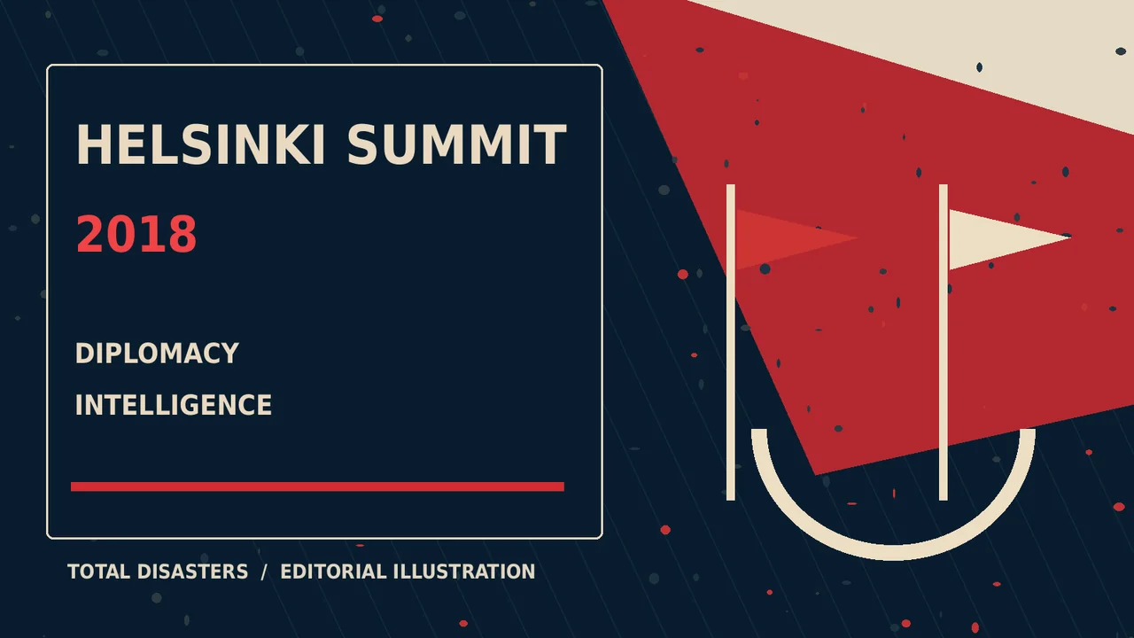Symbolic editorial illustration about helsinki summit, not a documentary photograph.