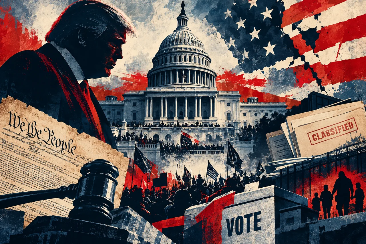 Symbolic collage of the U.S. Capitol, the Constitution, voting and political pressure.